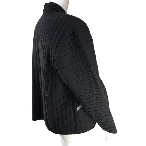 J Jill Pure Elements Womens Plus Size 2X Jacket Seersucker Open Pockets Black - Picture 8 of 16